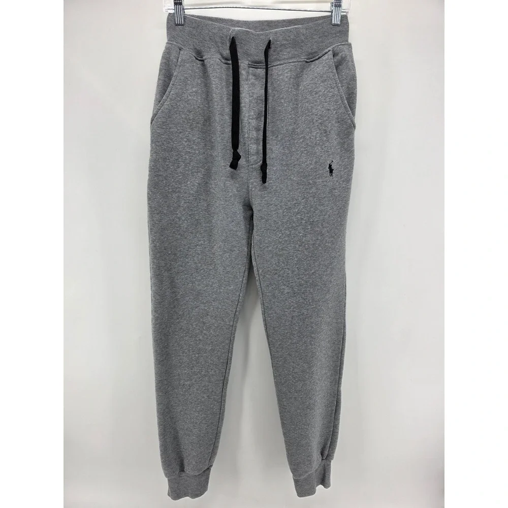 Polo Ralph Lauren Mens Gray Fleece Double knit Tech Sweatpants Sz M Pony Joggers